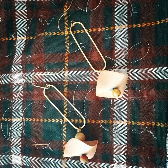 Hand Crafted Jewelry - Handmade Long 'Ruffle' Earrings- Yellow